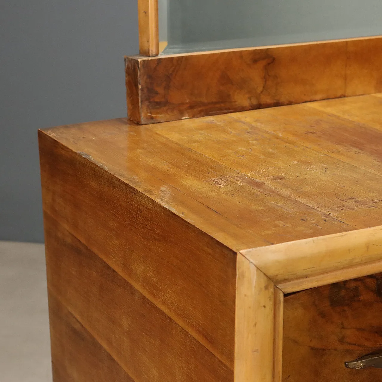 Chest of drawers in briarwood with mirror, 1940s 4