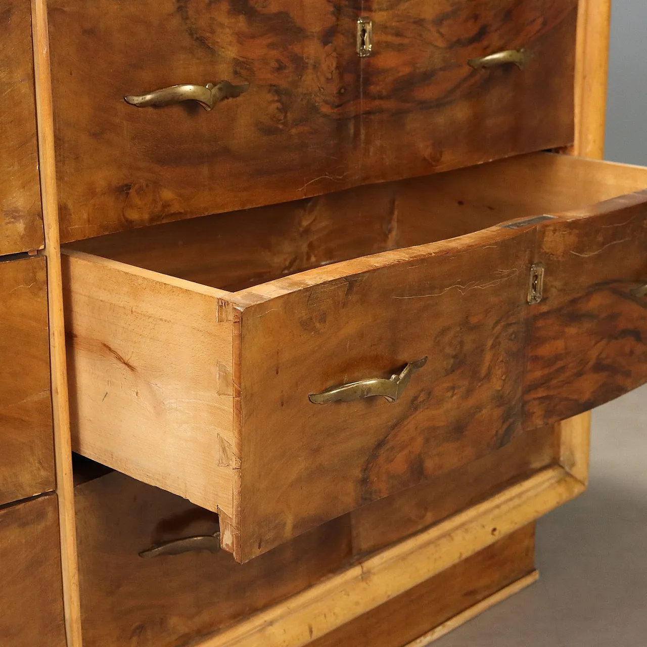 Chest of drawers in briarwood with mirror, 1940s 5