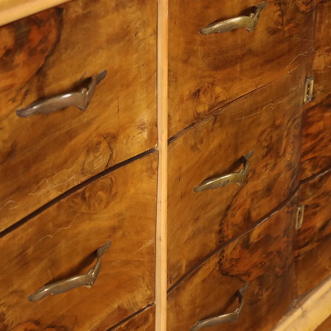 Chest of drawers in briarwood with mirror, 1940s 6