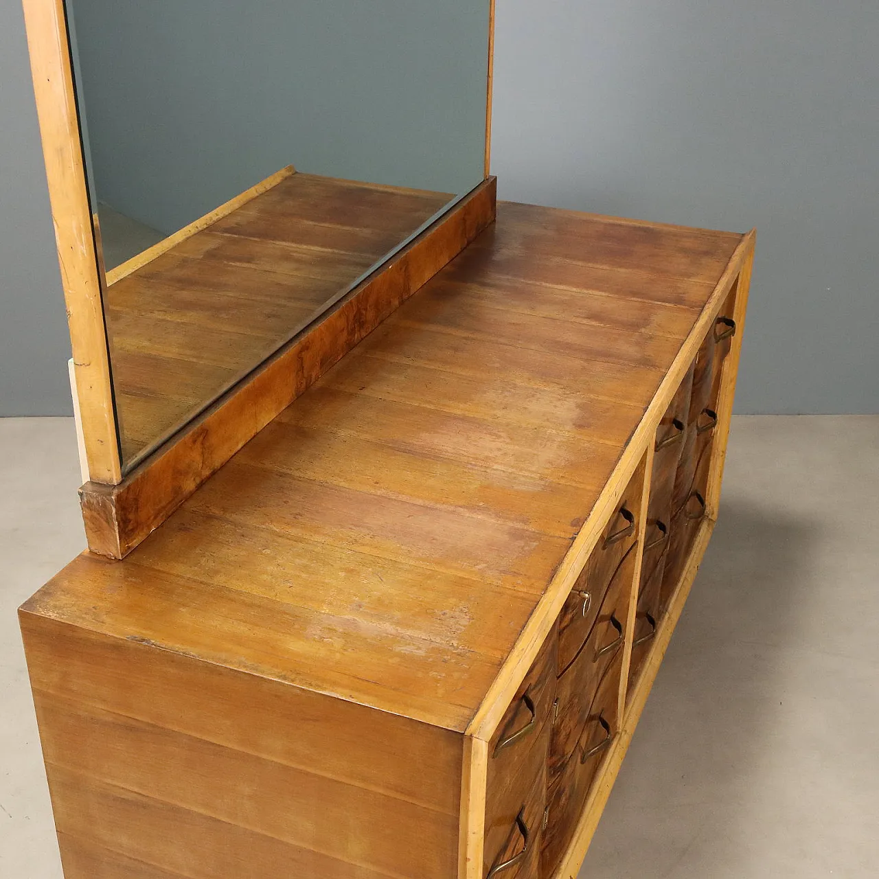 Chest of drawers in briarwood with mirror, 1940s 8
