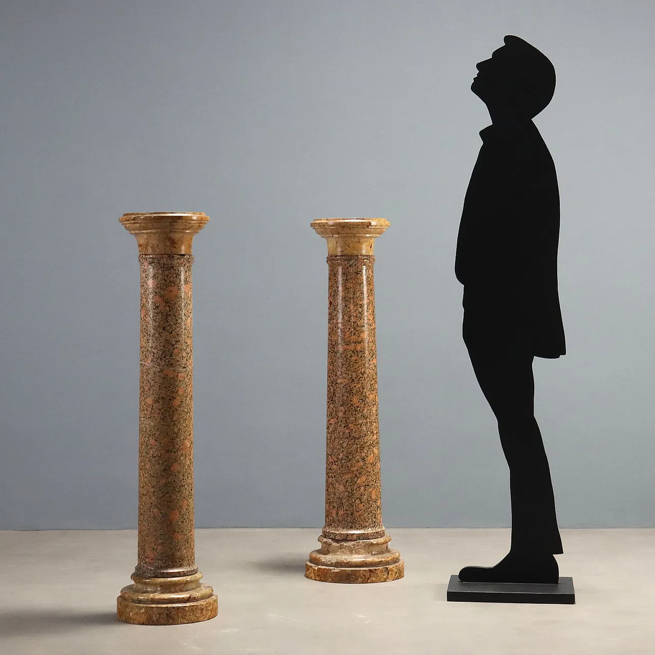 Pair of columns in Breccia marble and granite, 19th century 2