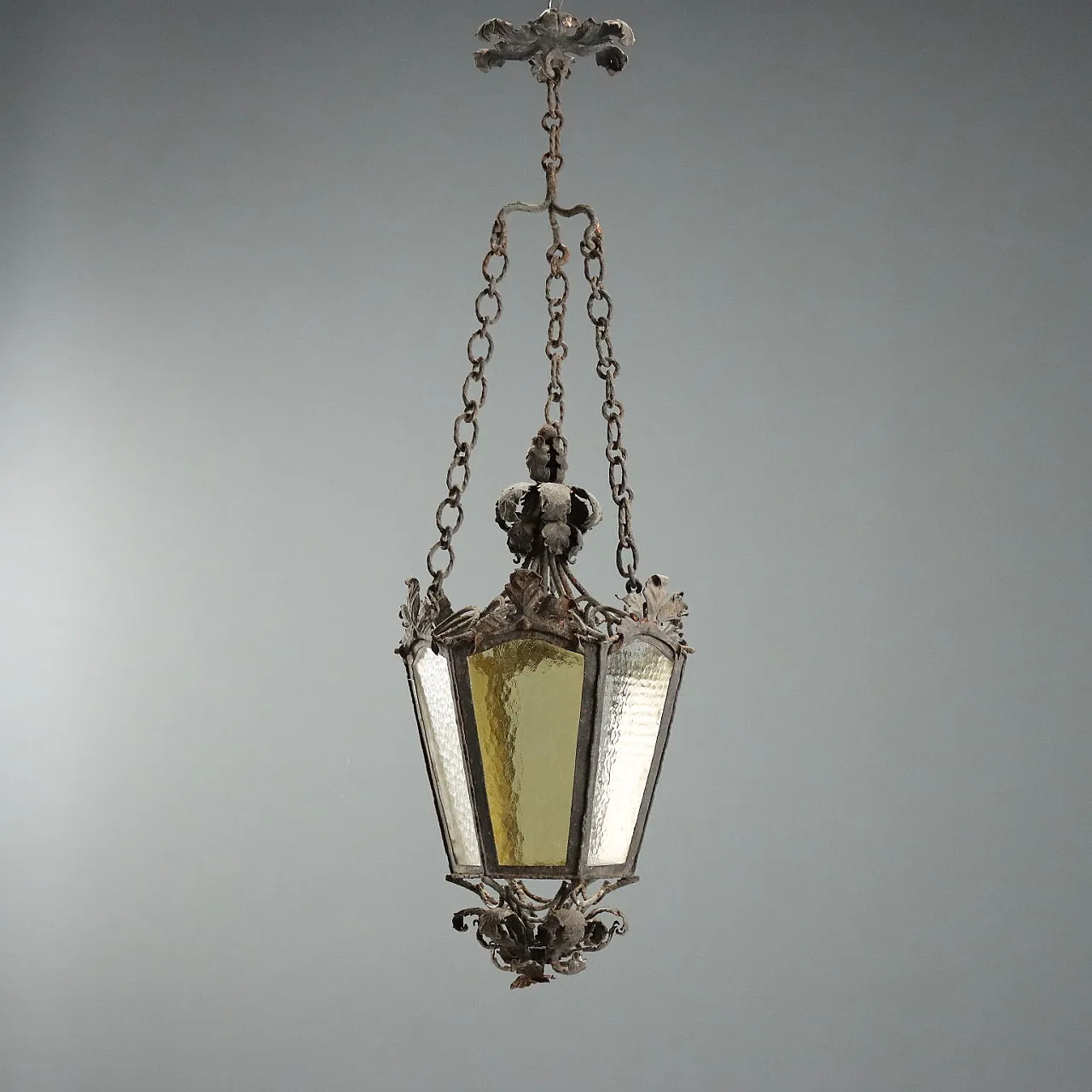 Iron lantern with hexagonal pyramid section, early 20th century 1