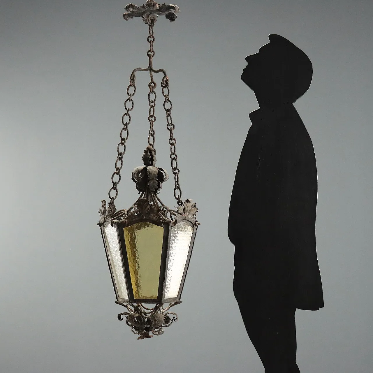 Iron lantern with hexagonal pyramid section, early 20th century 2