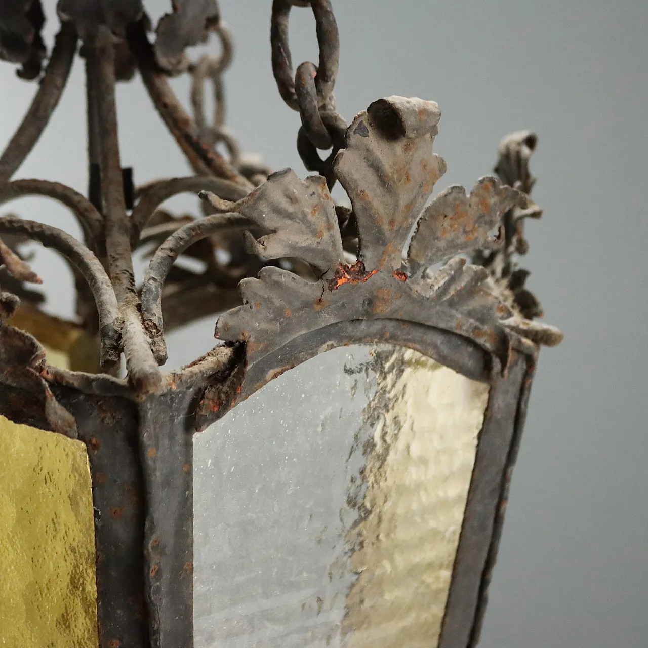 Iron lantern with hexagonal pyramid section, early 20th century 4