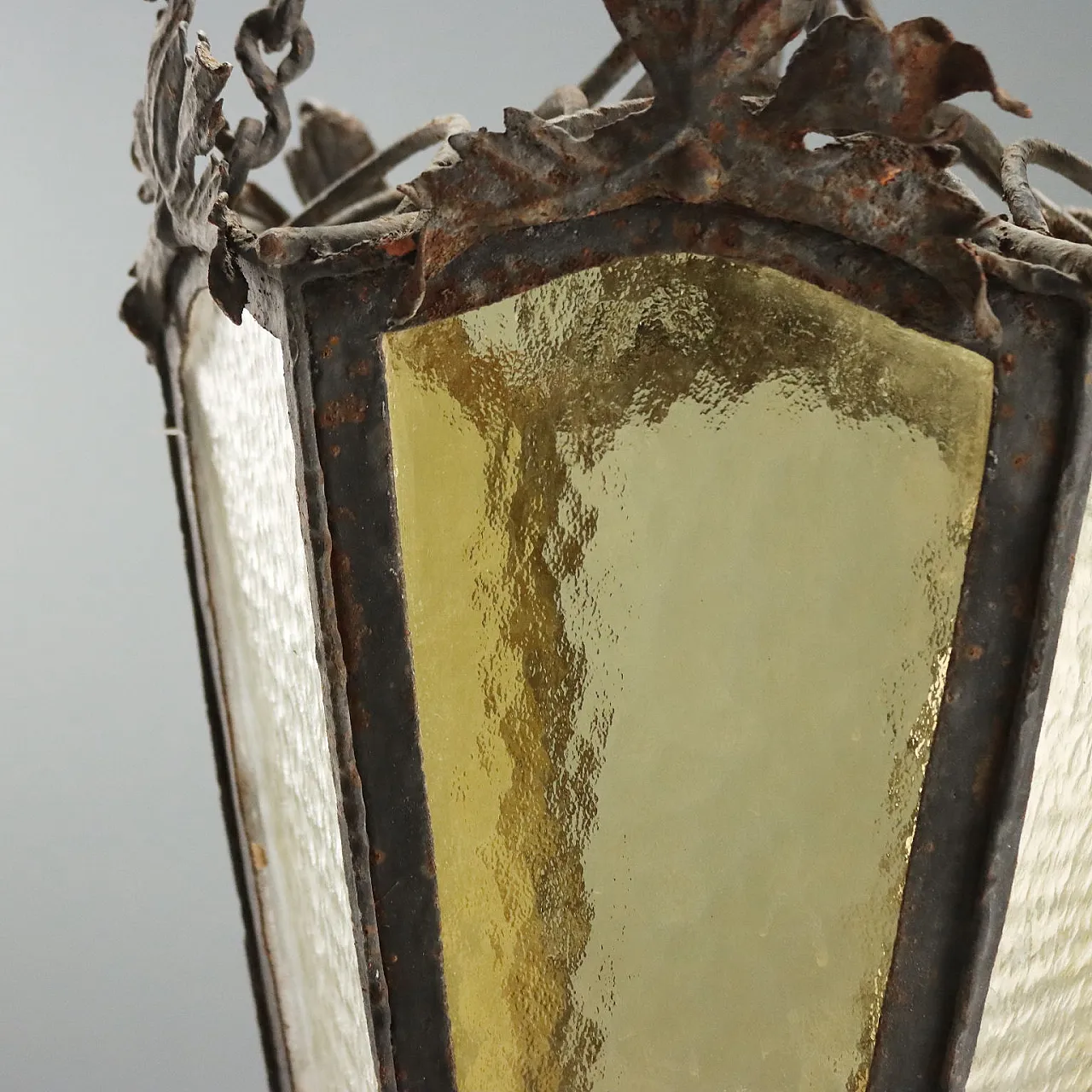 Iron lantern with hexagonal pyramid section, early 20th century 5