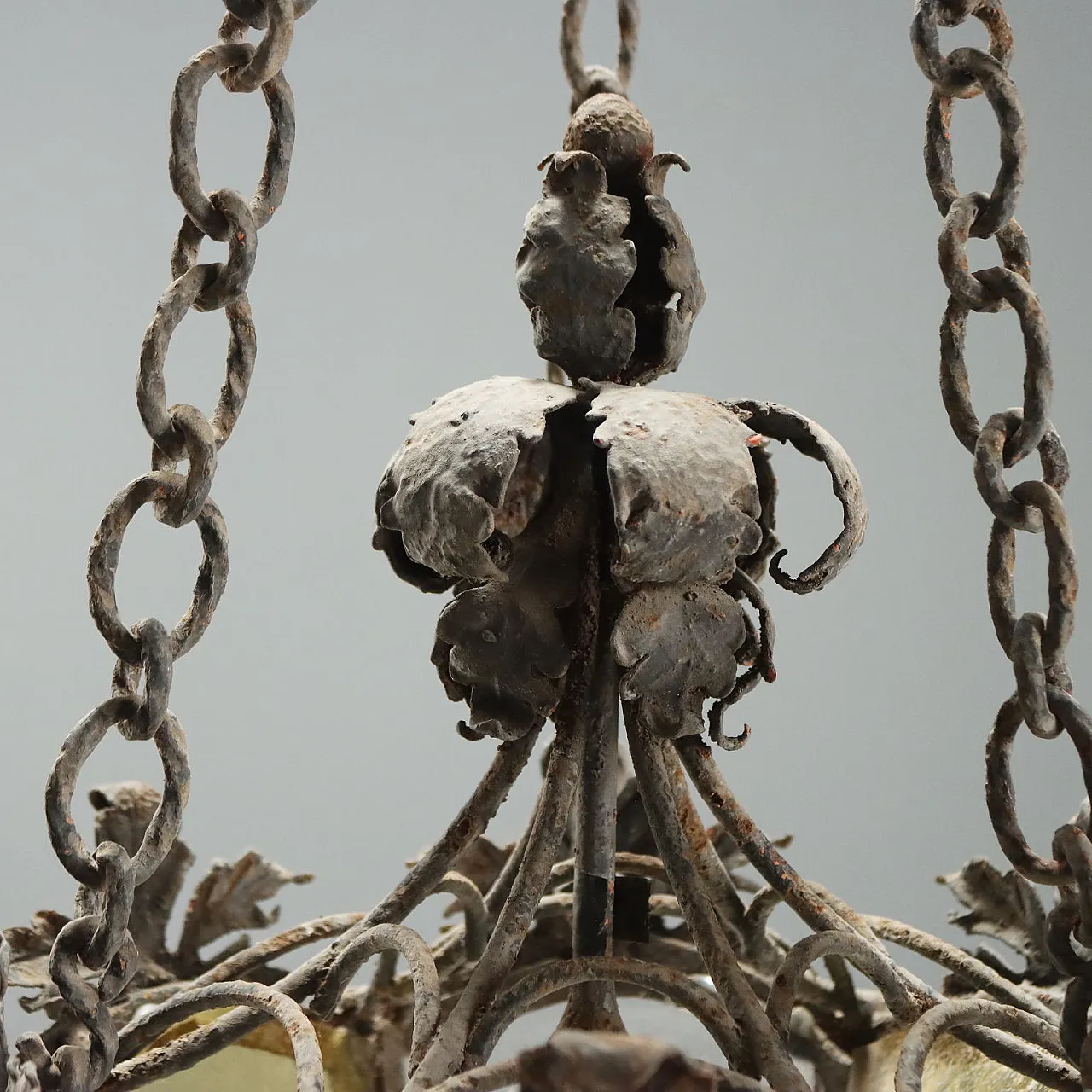 Iron lantern with hexagonal pyramid section, early 20th century 6