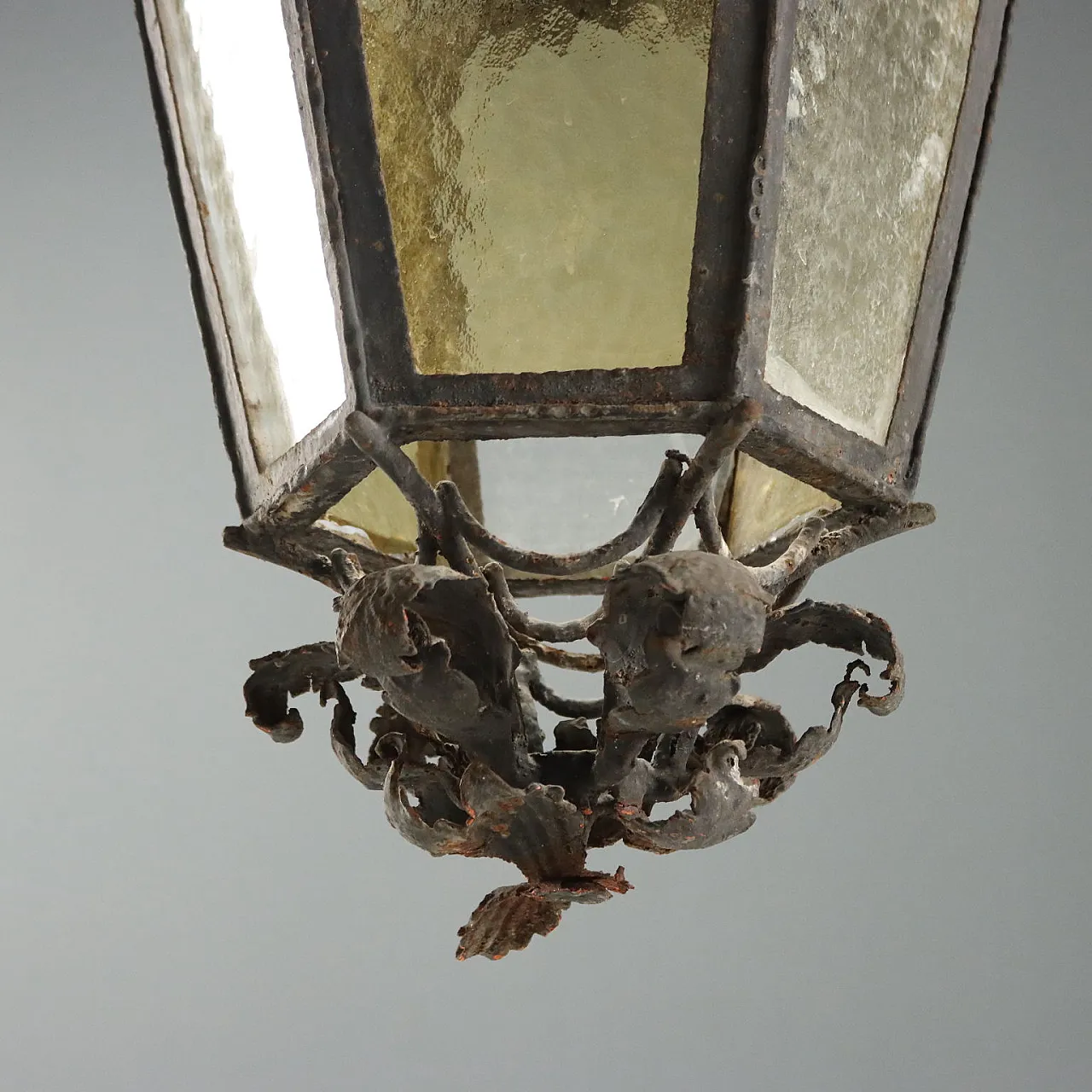 Iron lantern with hexagonal pyramid section, early 20th century 7