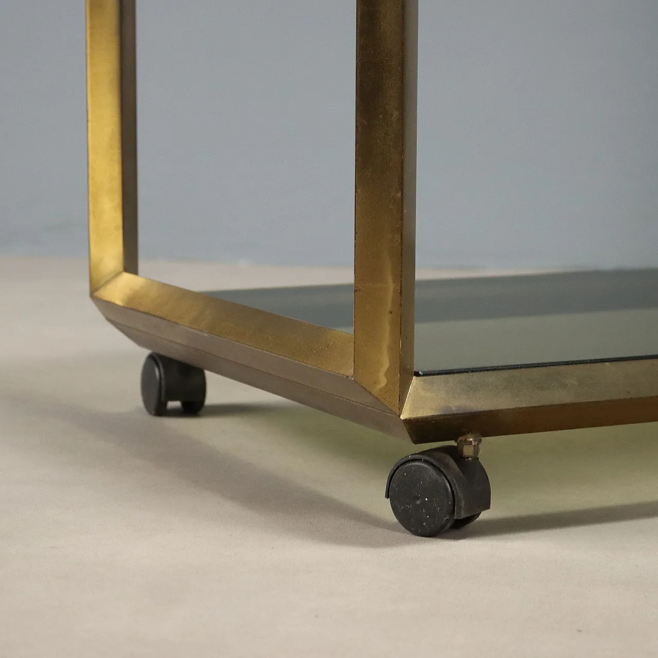 Carrello in metallo e vetro, anni '70 5