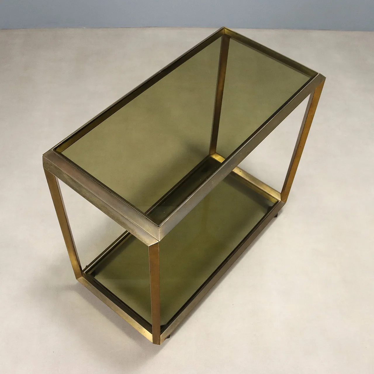 Carrello in metallo e vetro, anni '70 6