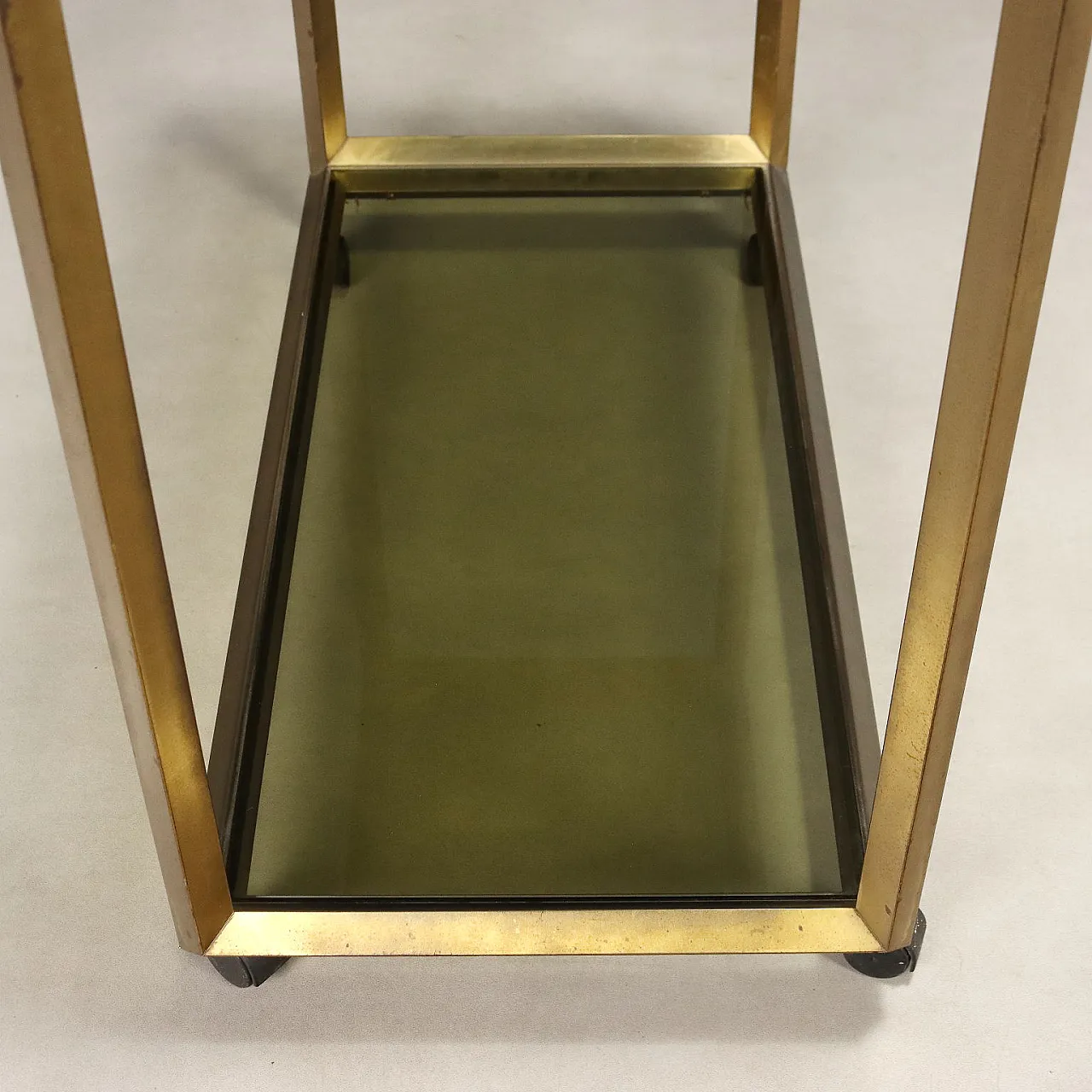 Carrello in metallo e vetro, anni '70 7
