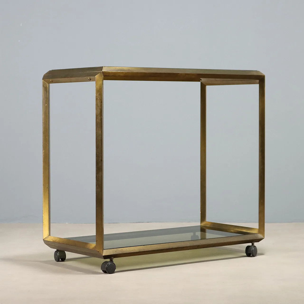 Carrello in metallo e vetro, anni '70 8