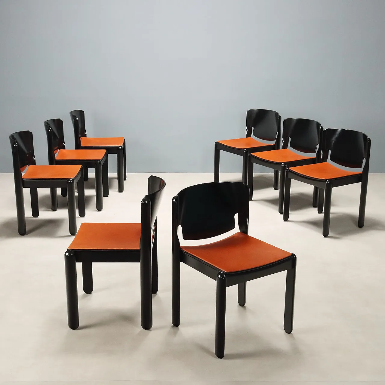 8 wooden dining chairs by Vico Magistretti, 1960s 1