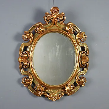 Eclectic mirror in carved and gilded wood, 19th century