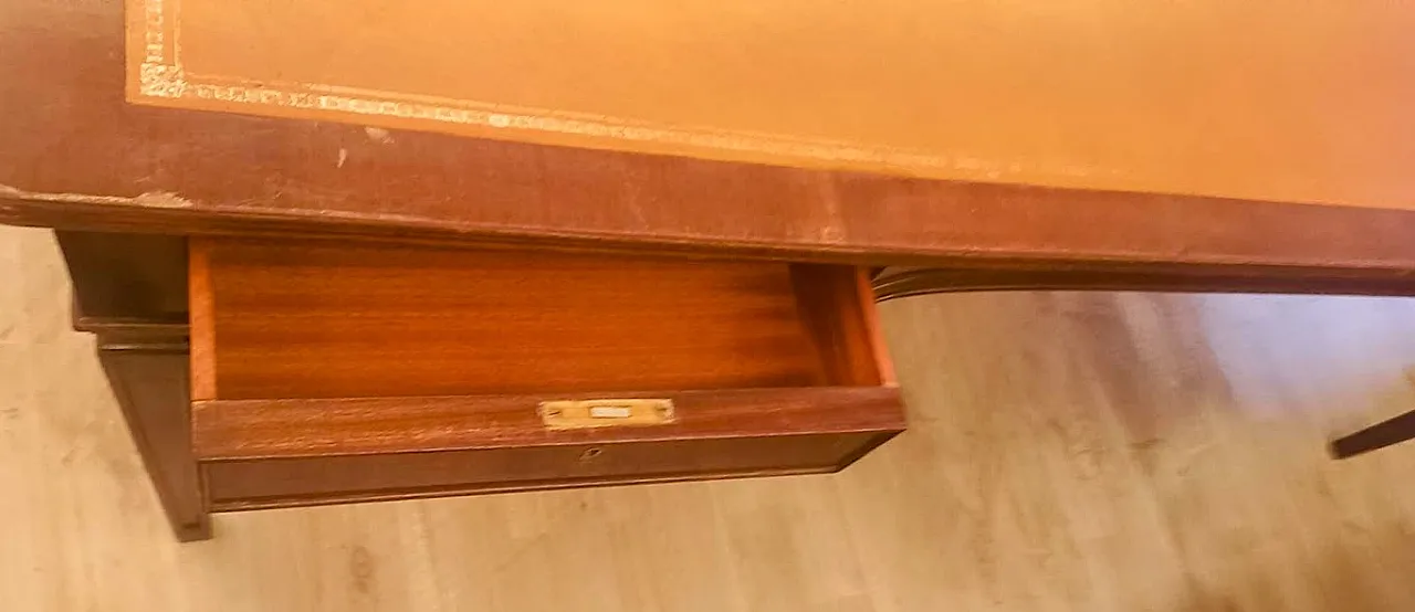 Office desk in wood and leather, late 20th century 1