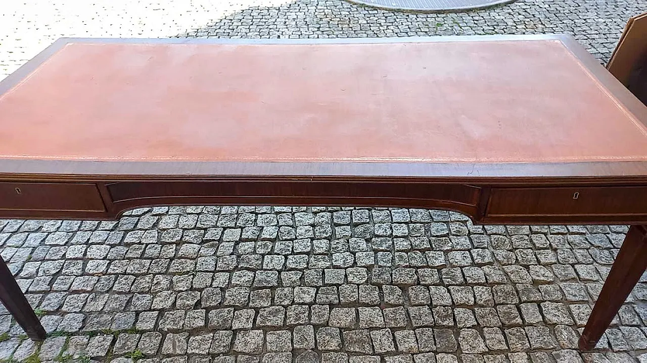 Office desk in wood and leather, late 20th century 3