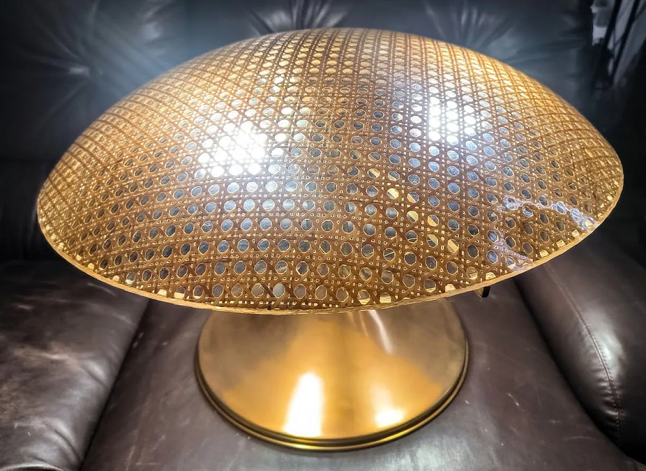 Table lamp in brass, lucite and Vienna straw, 1970s 3