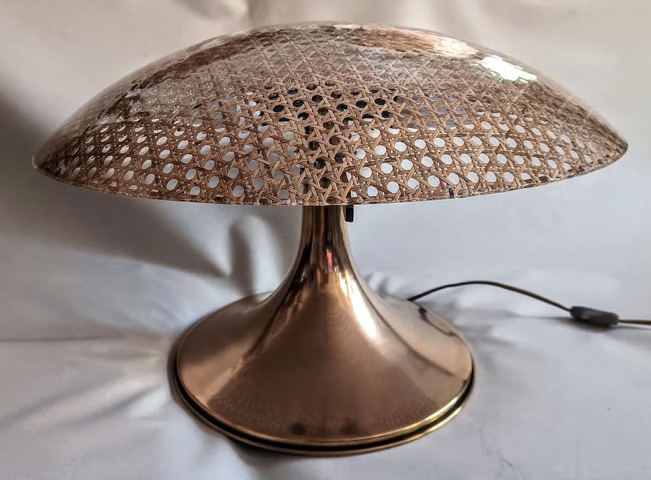 Table lamp in brass, lucite and Vienna straw, 1970s 4