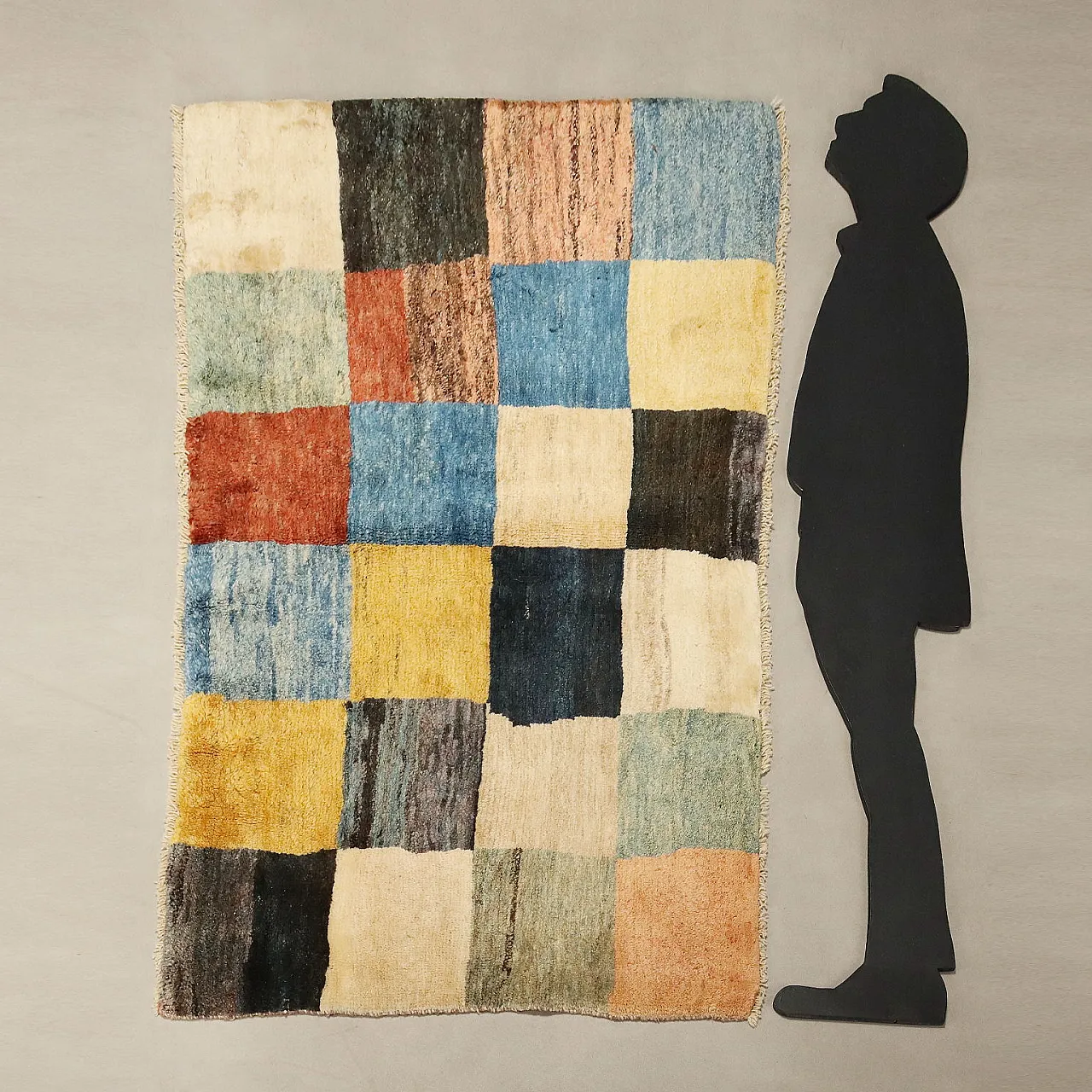 Checkered Gabbeh rug in wool, 20th century 2