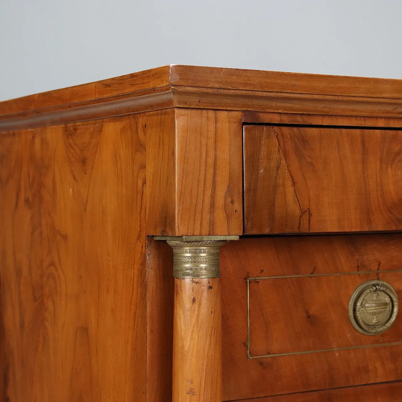 Empire chest of drawers in walnut with brass inlays, 19th centiry 5