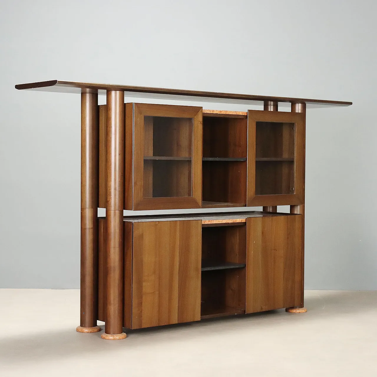 Sideboard in wood and marble, 1980s 1