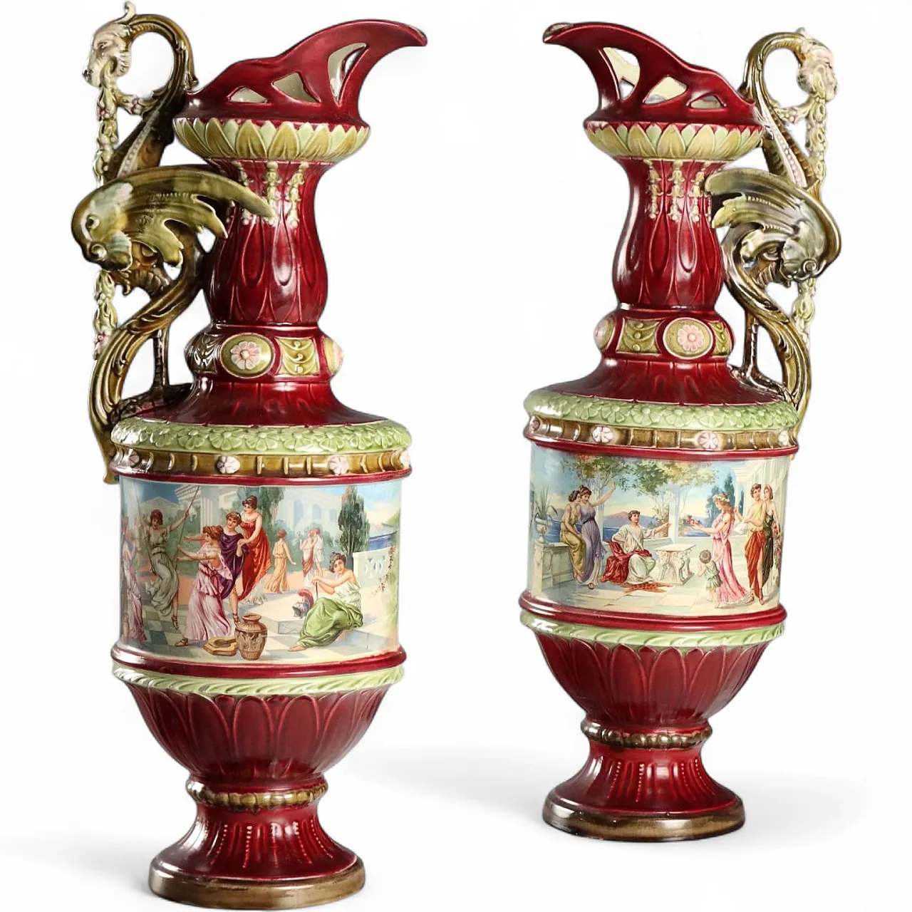 Pair of Jugendstil ceramic pourers, 20th century 11
