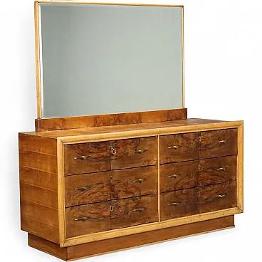 Chest of drawers in briarwood with mirror, 1940s