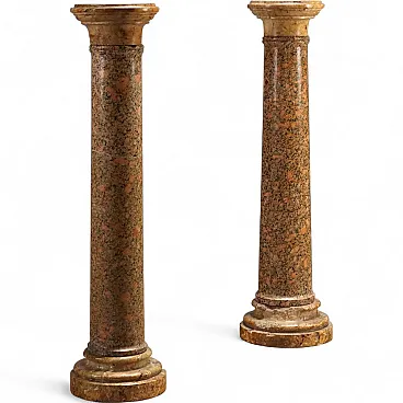 Pair of columns in Breccia marble and granite, 19th century