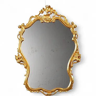 Baroque style mirror in golden wood, 20th century