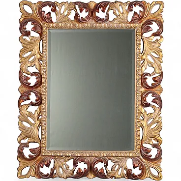 Baroque style mirror in golden wood, 20th century