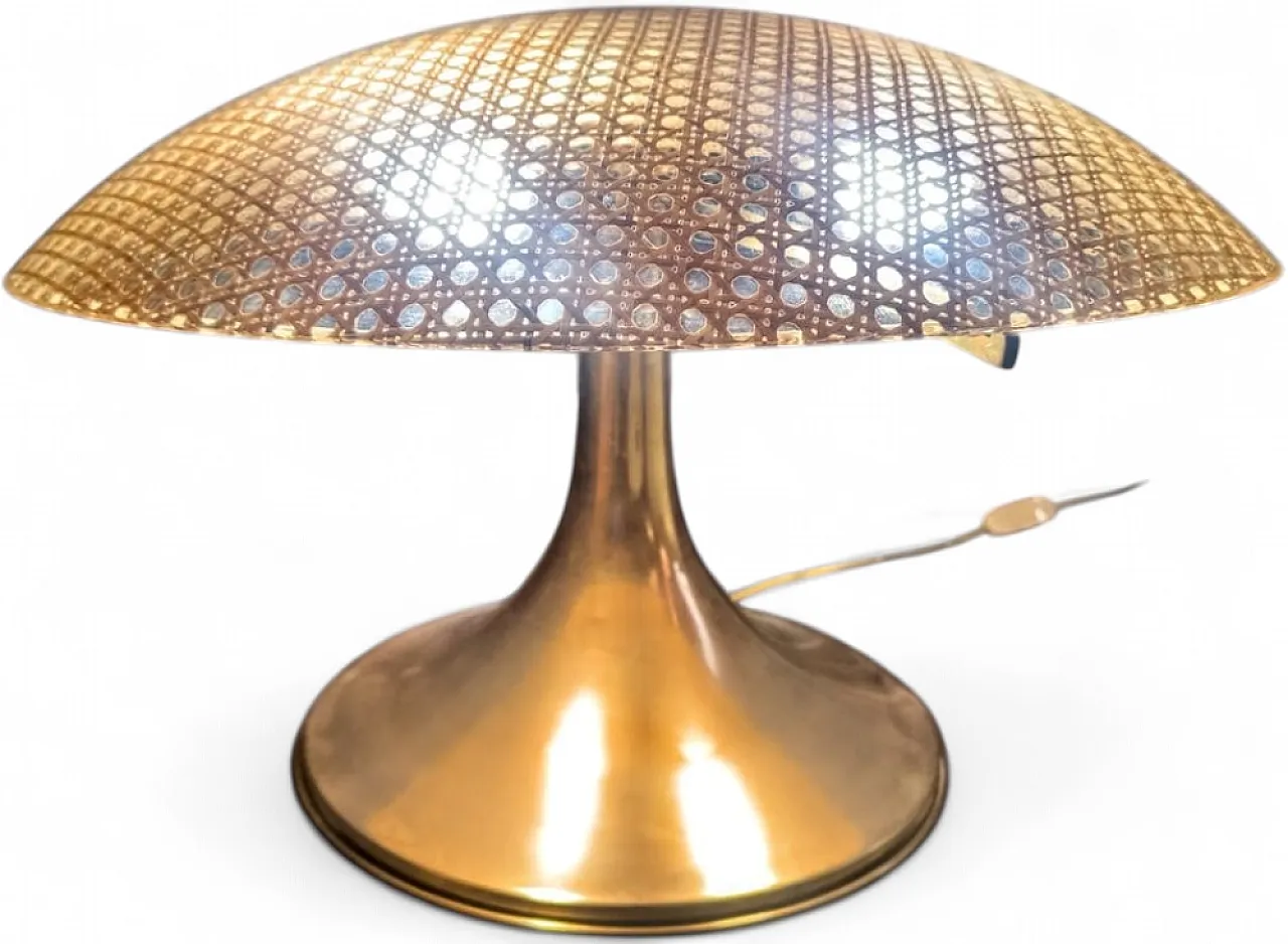 Table lamp in brass, lucite and Vienna straw, 1970s 14