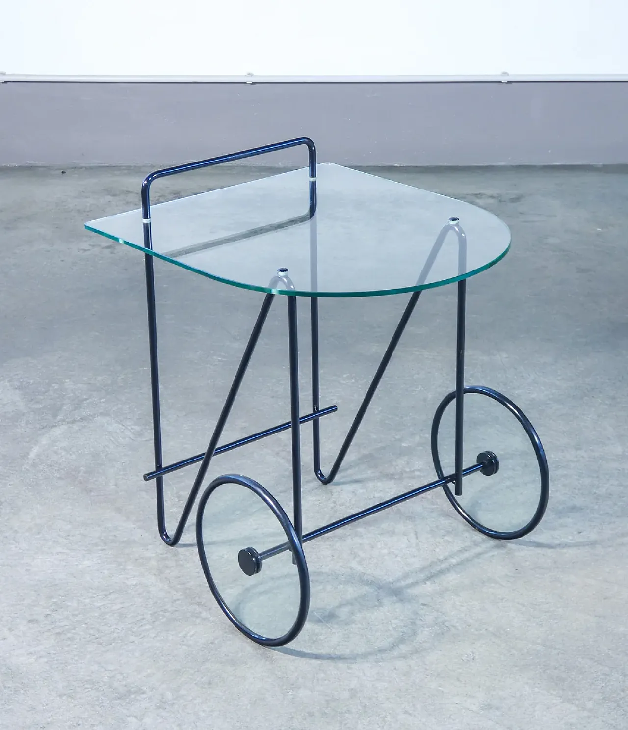 Carrello di Carlo CERBARO per PORADA in metallo e vetro, anni '80 1