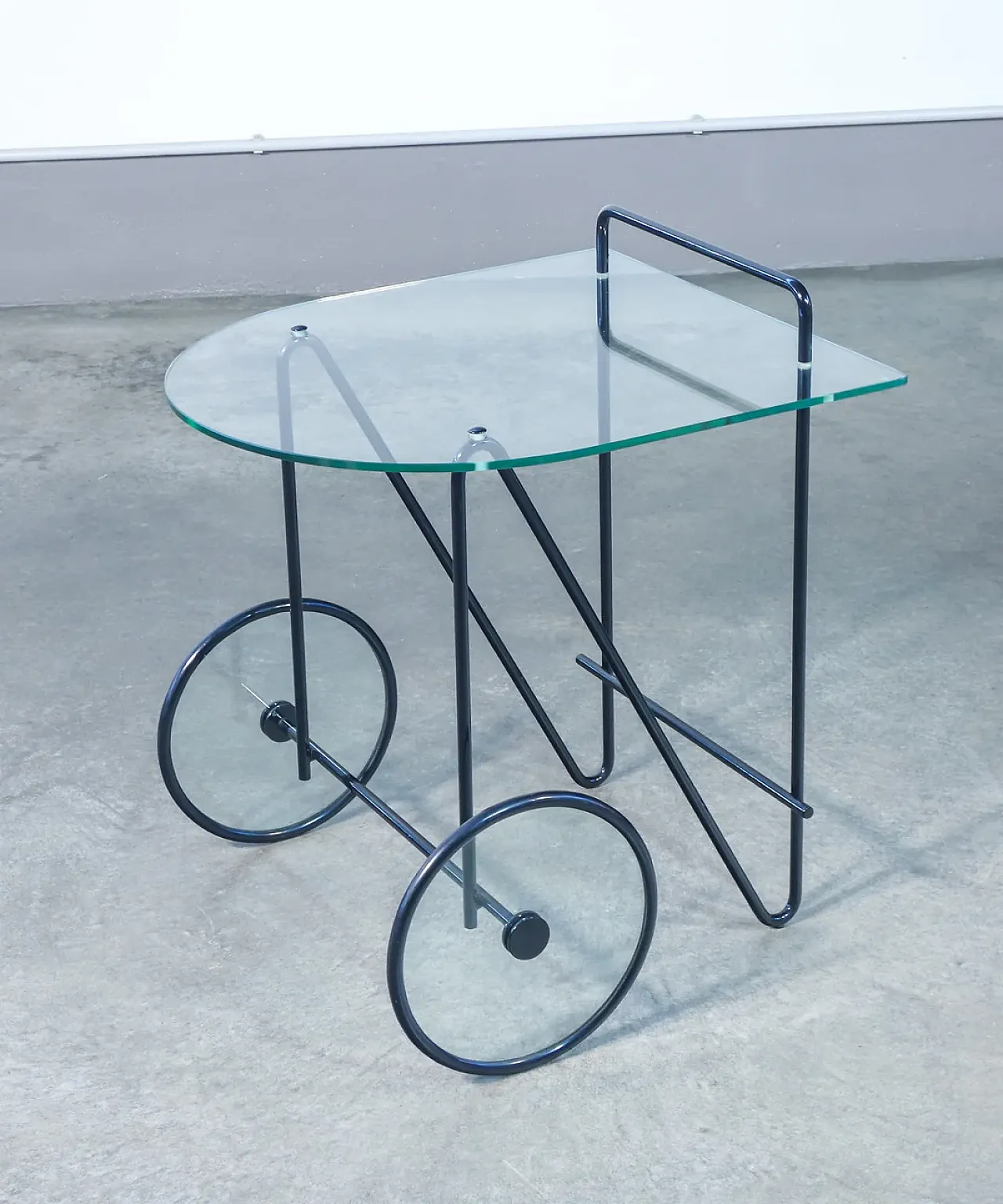 Carrello di Carlo CERBARO per PORADA in metallo e vetro, anni '80 3