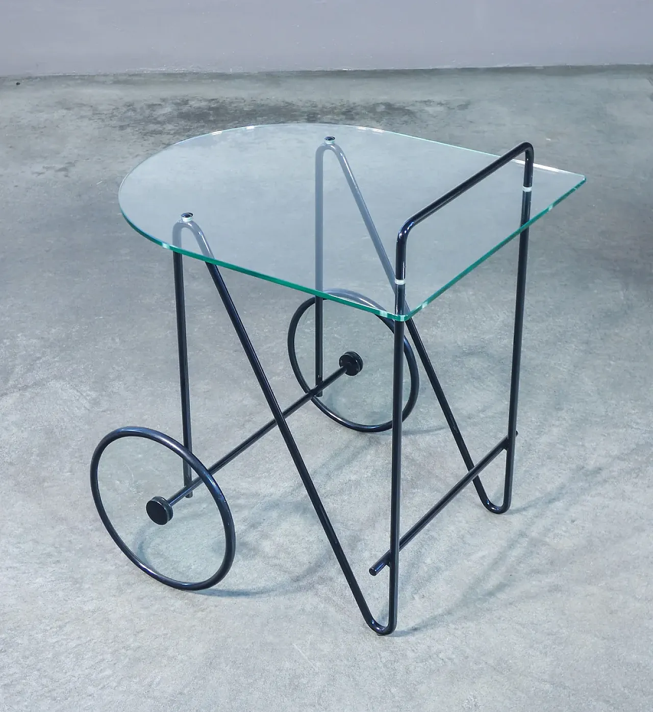 Carrello di Carlo CERBARO per PORADA in metallo e vetro, anni '80 4