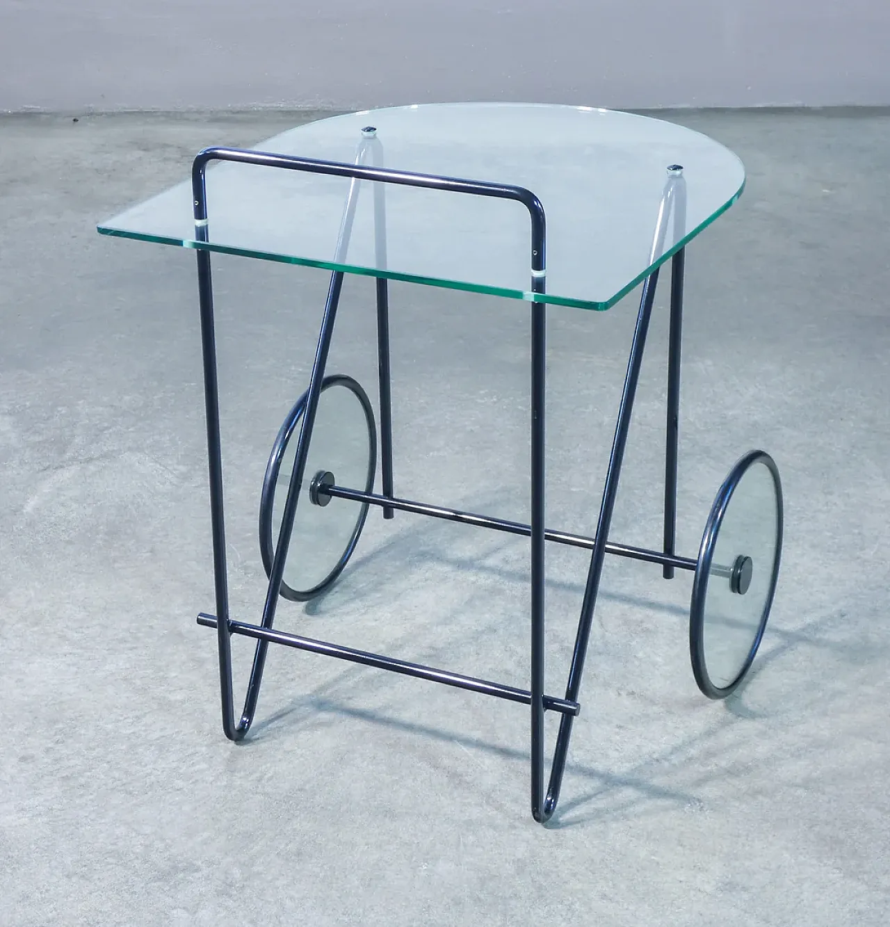 Carrello di Carlo CERBARO per PORADA in metallo e vetro, anni '80 5