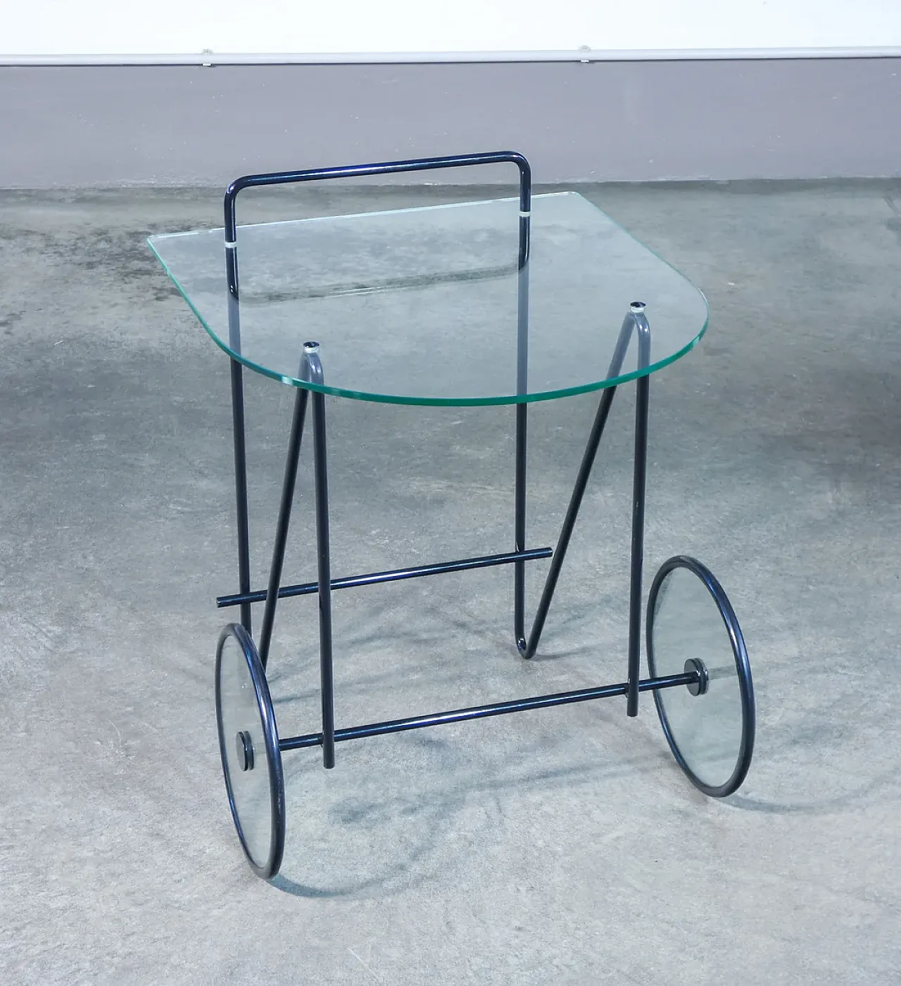 Carrello di Carlo CERBARO per PORADA in metallo e vetro, anni '80 7