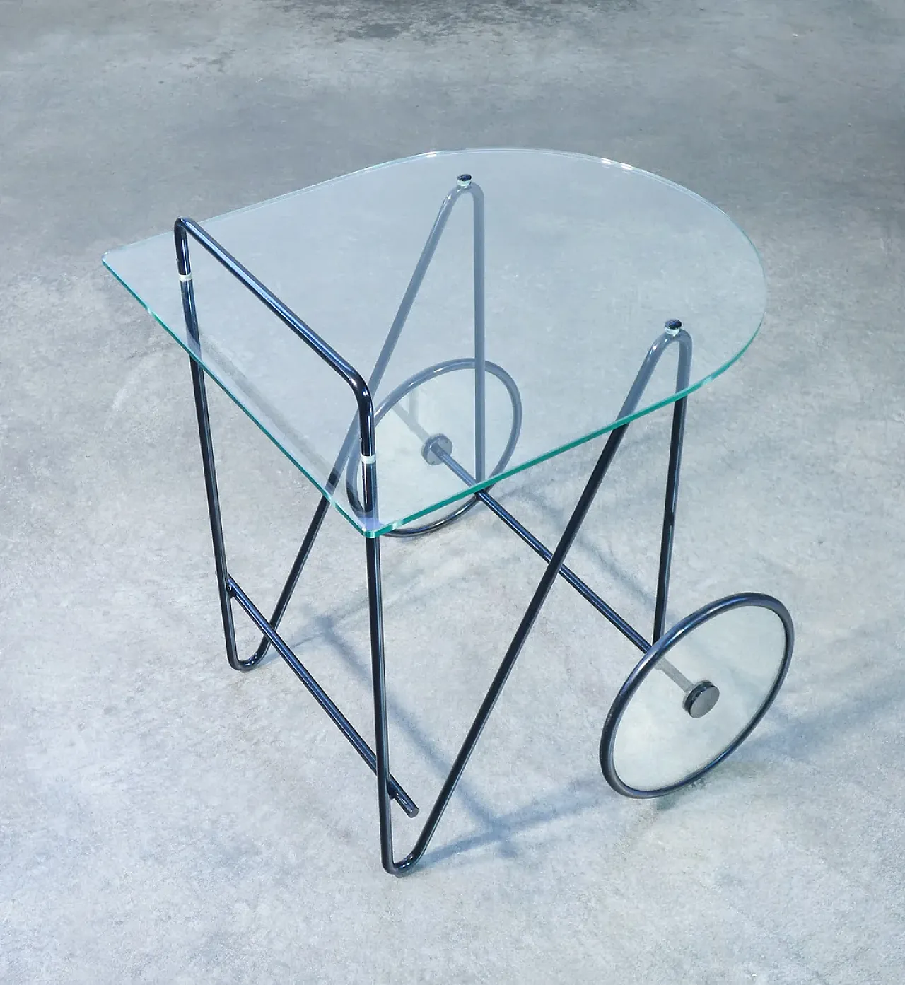 Carrello di Carlo CERBARO per PORADA in metallo e vetro, anni '80 8