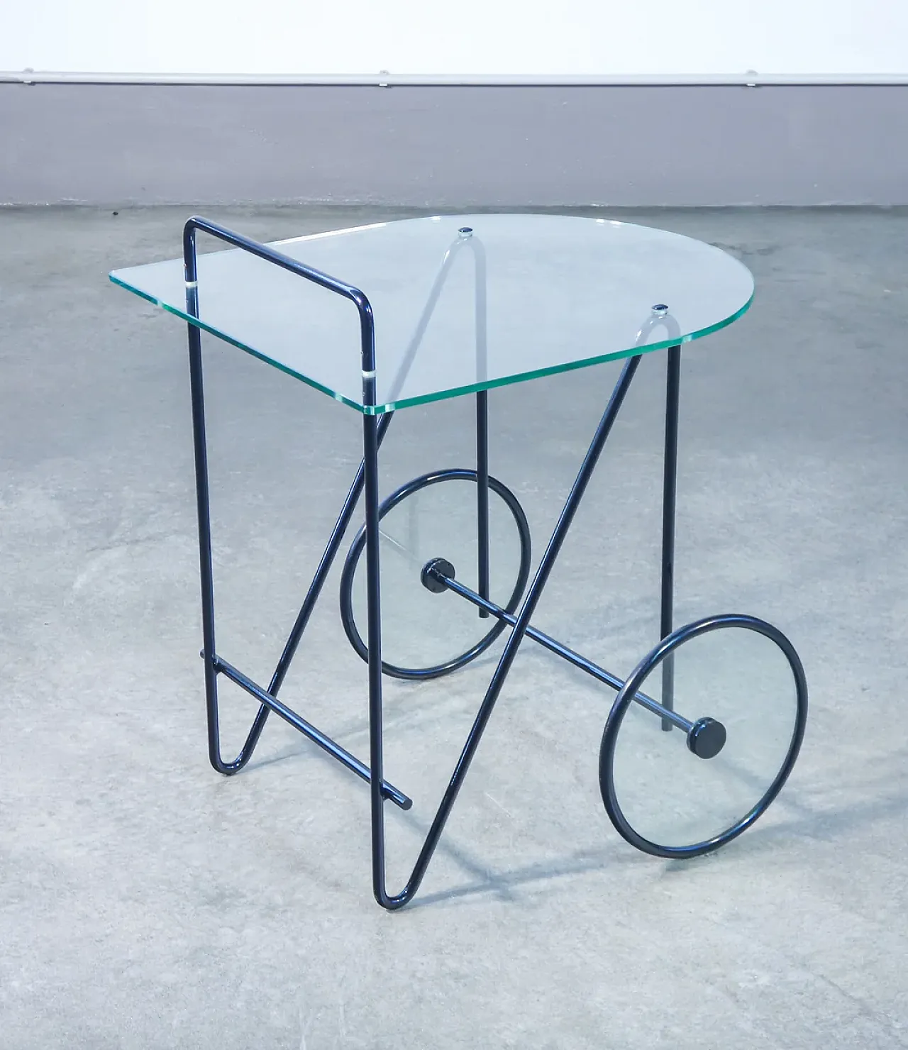 Carrello di Carlo CERBARO per PORADA in metallo e vetro, anni '80 9