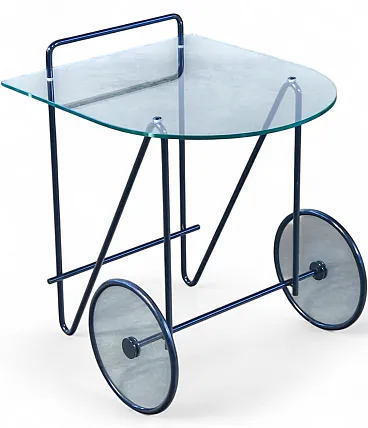 Carrello di Carlo CERBARO per PORADA in metallo e vetro, anni '80