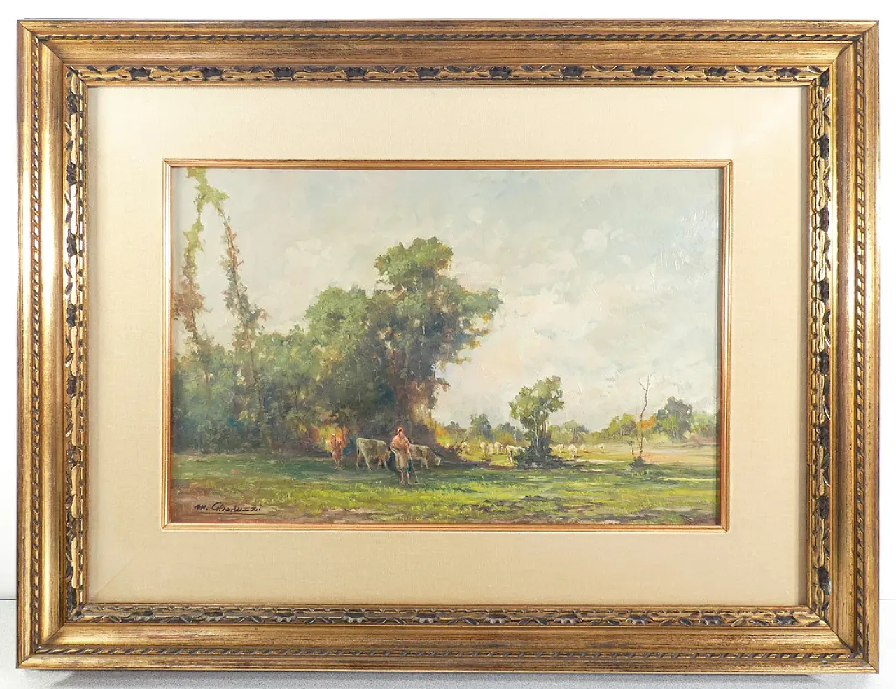Pascolo nel Canavesano di Mario Gheduzzi, olio su tavola, anni '50 1