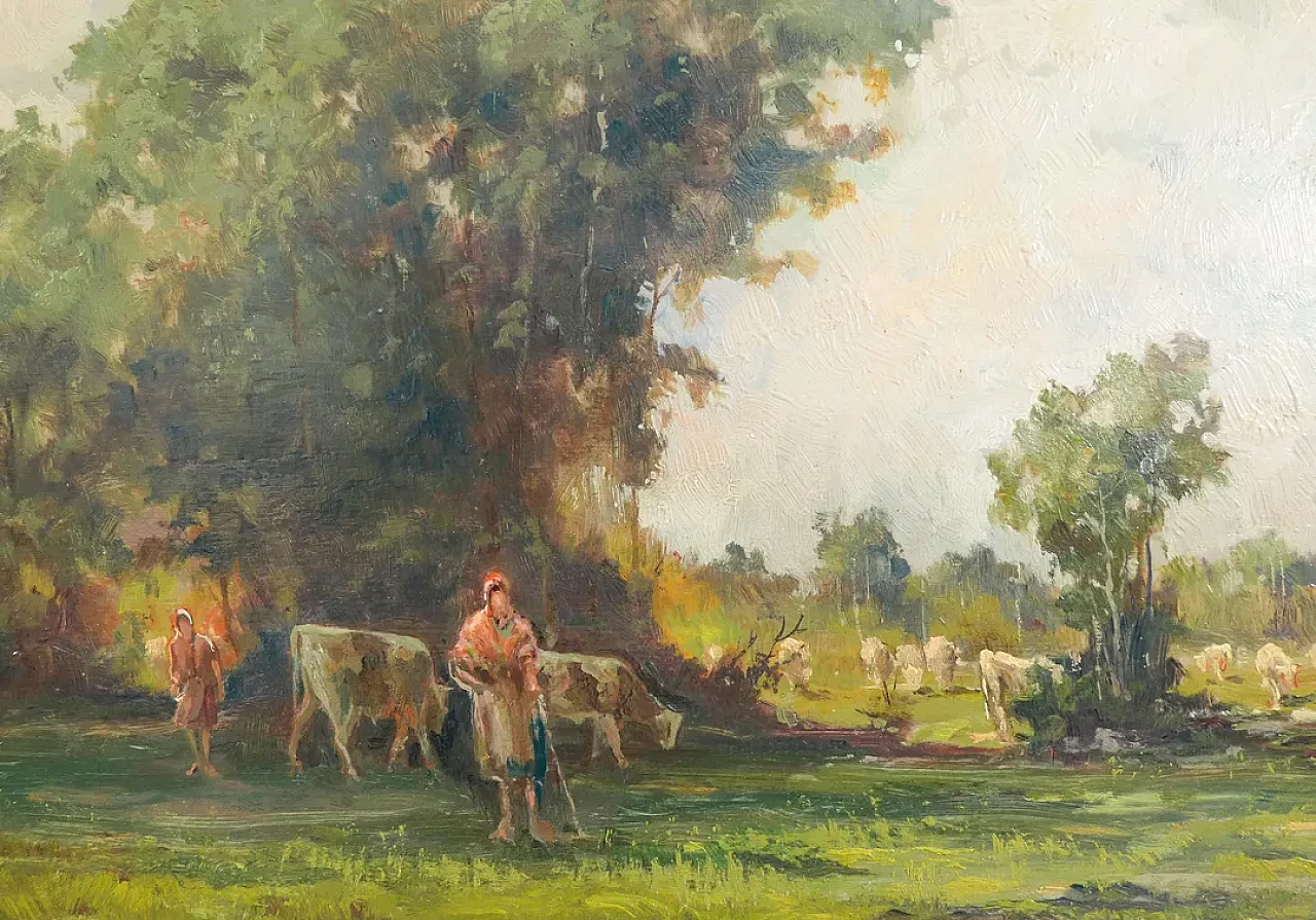 Pascolo nel Canavesano di Mario Gheduzzi, olio su tavola, anni '50 4