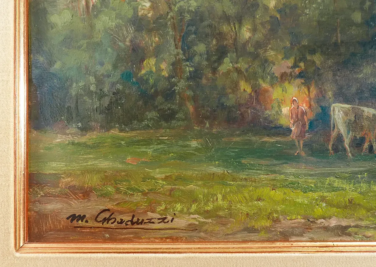Pascolo nel Canavesano di Mario Gheduzzi, olio su tavola, anni '50 6