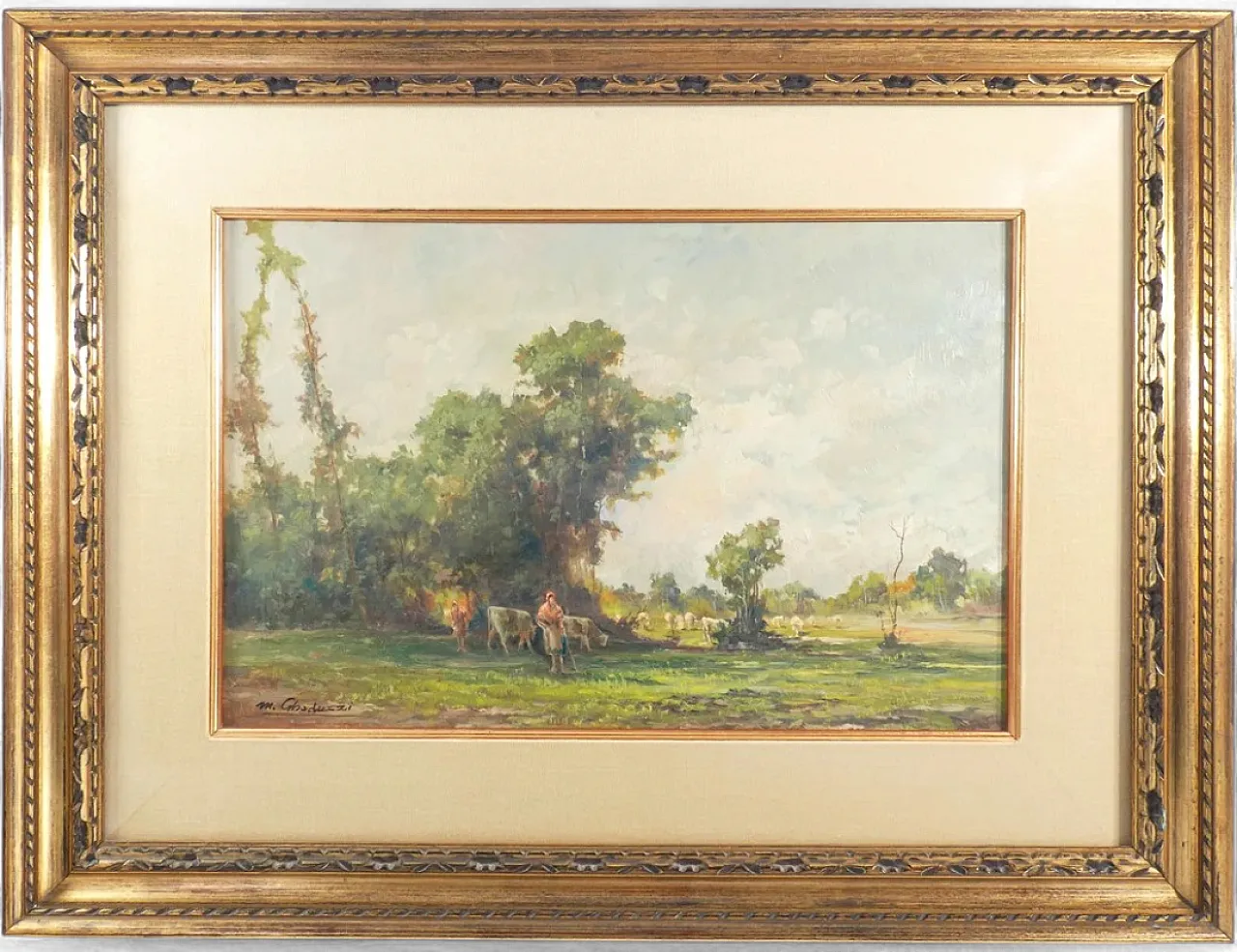 Pascolo nel Canavesano di Mario Gheduzzi, olio su tavola, anni '50 10