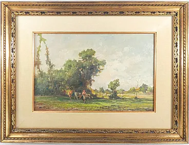 Pascolo nel Canavesano di Mario Gheduzzi, olio su tavola, anni '50