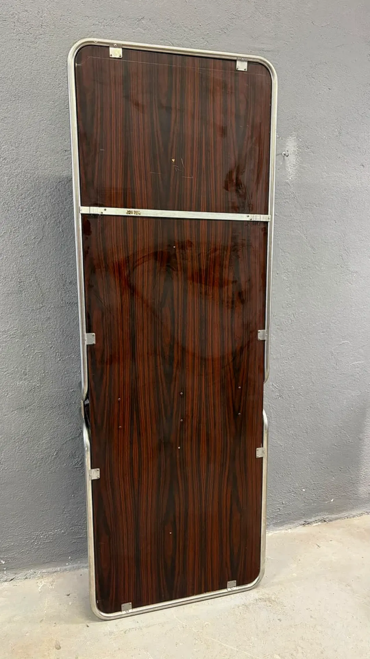 Consolle da parete in cromo e palissandro con specchio, anni '70 8