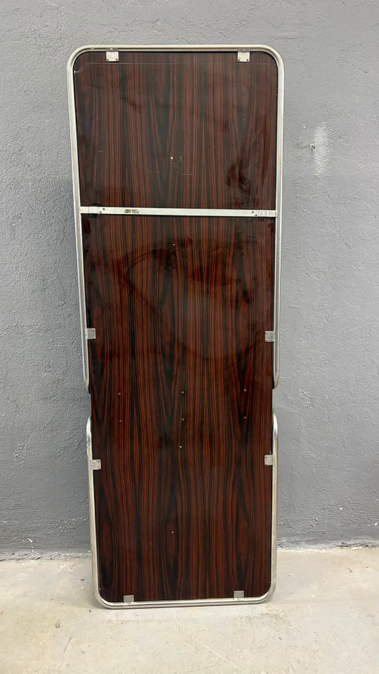 Consolle da parete in cromo e palissandro con specchio, anni '70 10