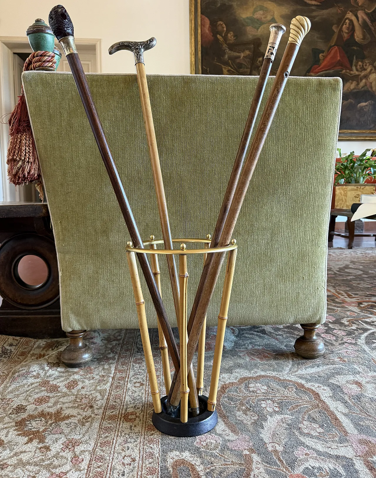 Hollywood Regency style bamboo umbrella stand, France 1970 2