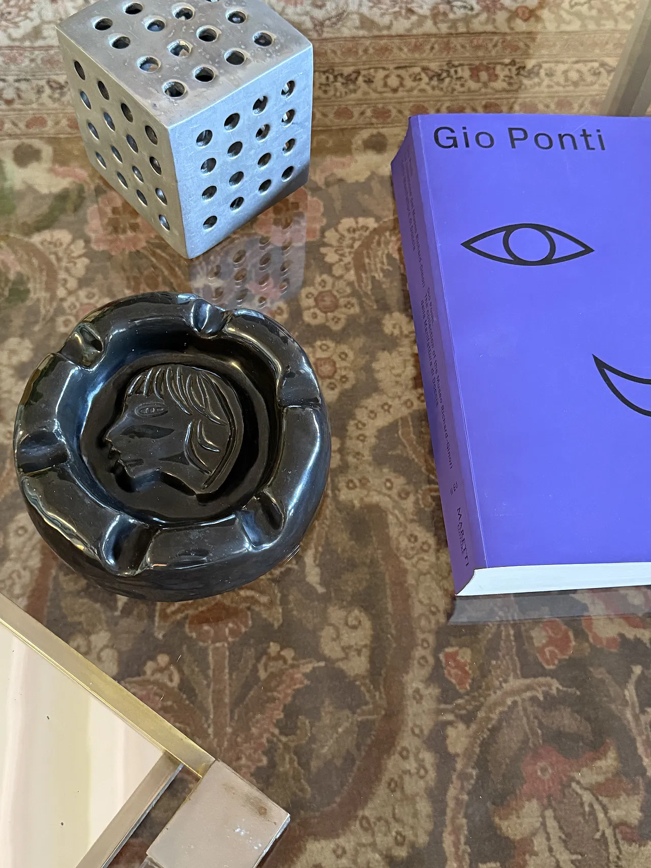 Mid-century black glazed ceramic ashtray, Accolay France 1960 5