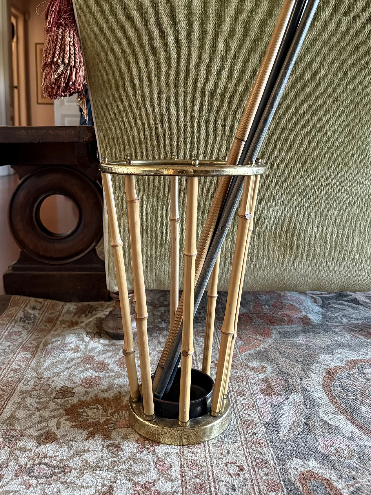 Hollywood Regency style bamboo umbrella stand, France 1970 2