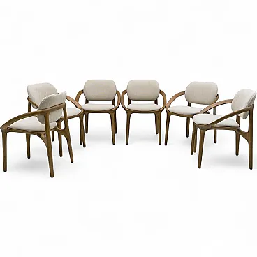 6 contemporary Italian dining chairs with curved frame, 2000s