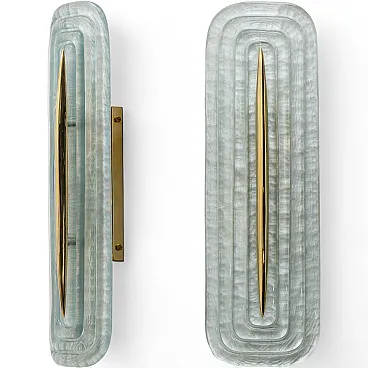 Pair of modern green Murano glass and brass wall lights, 2000s
